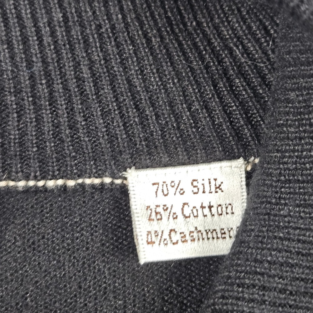 Peter Millar Quarter Zip Sweater Mens Large Black Silk Cotton Cashmere Blend - Picture 4 of 10